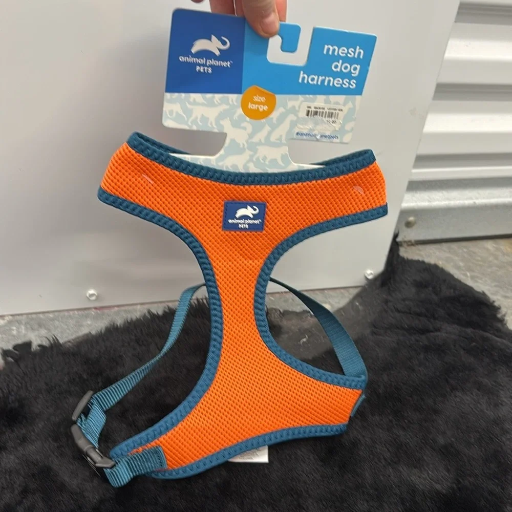 NWT Animal Planet Pets Large Mesh Dog Harness Orange Blue 14” Neck 19-29” Chest